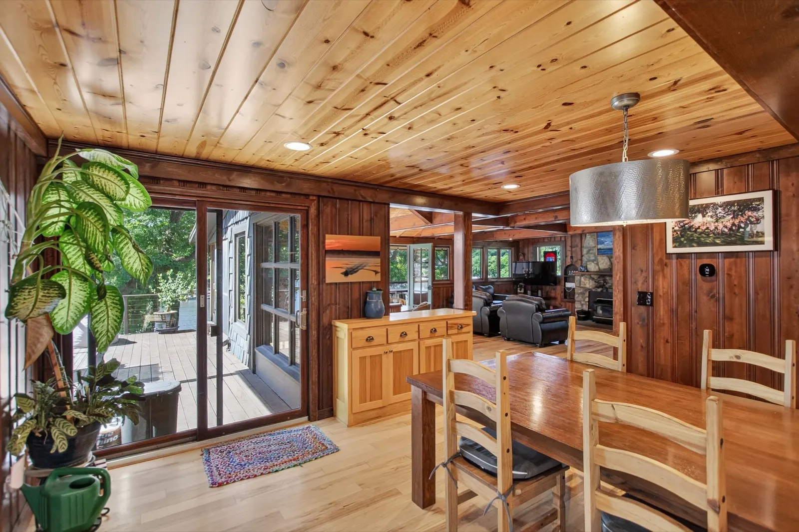 Breakfast nook with sliding door to the deck at 31 H Street, Lake Lotawana